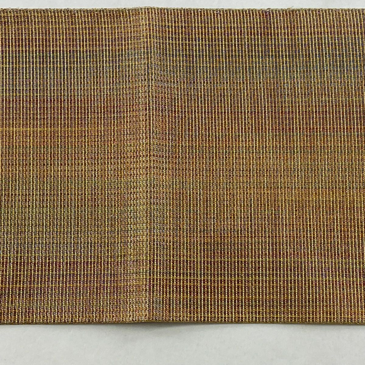 【美品】 名古屋帶 秀品級 八寸名古屋帶 縞 金金箔 薄茶 純蠶絲
