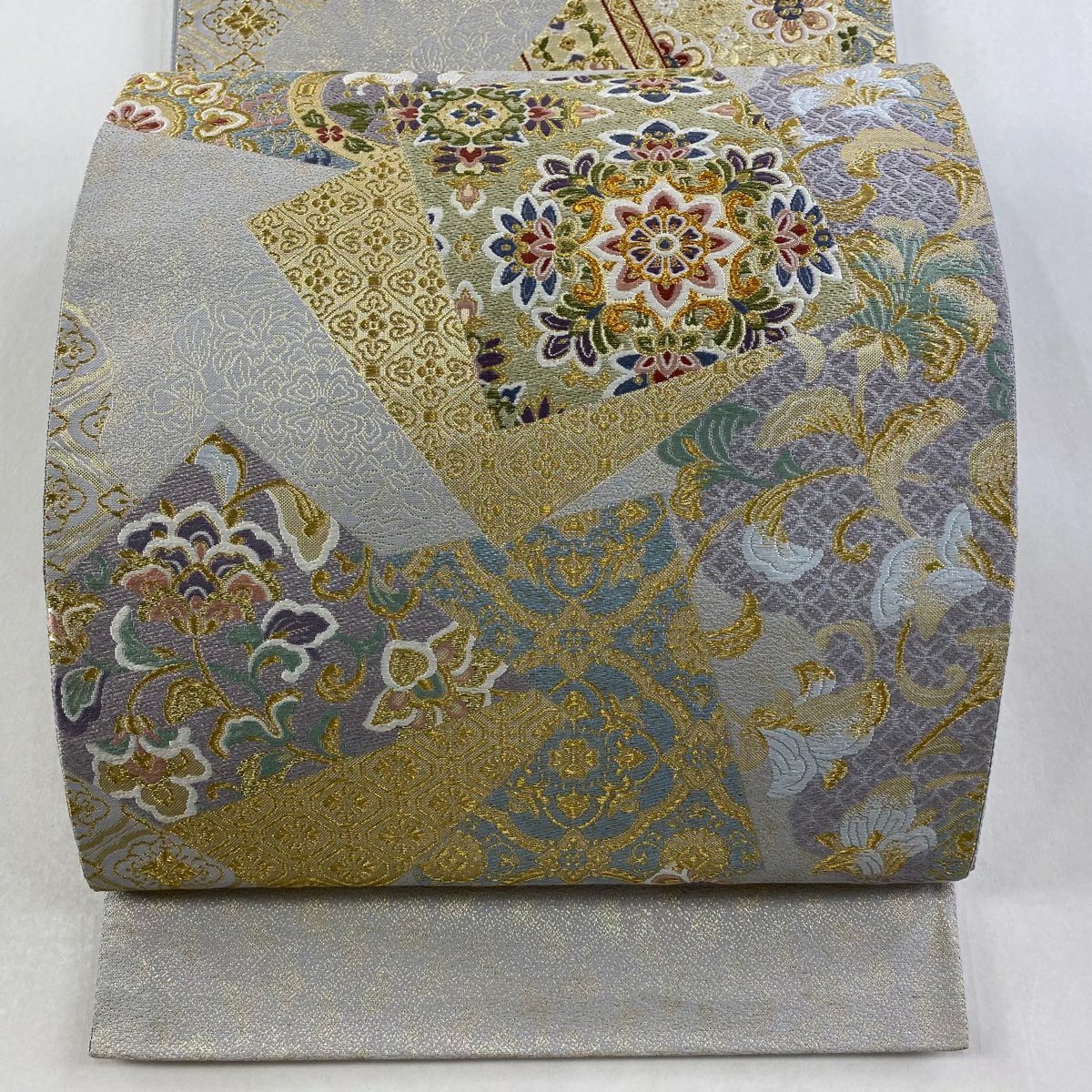 【美品】 袋帶 秀品級 證書齊全 色紙 華紋 金絲 金金箔 銀 六通 純蠶絲