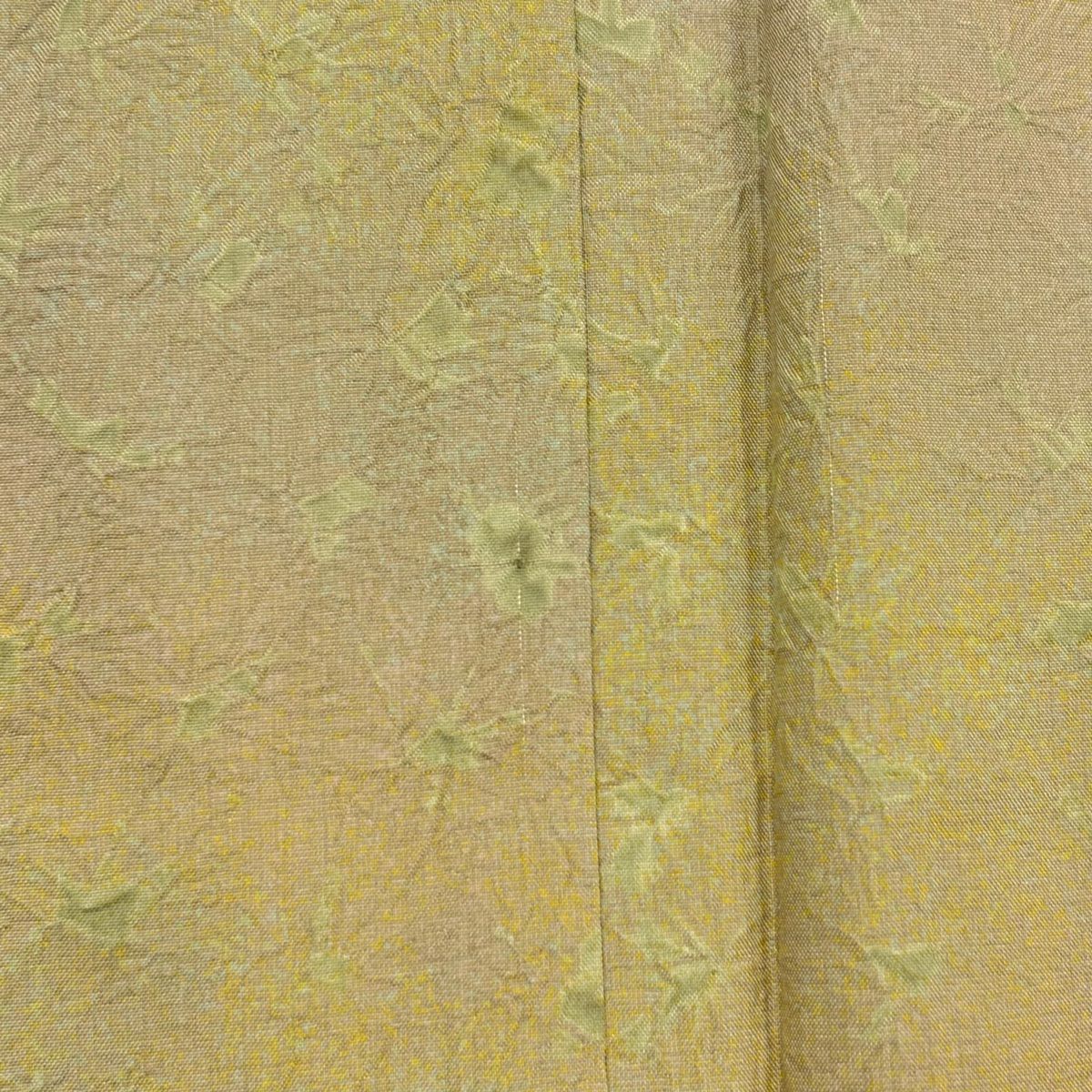 【美品】付下 身長152.5cm 袖長62.5cm S 雙層 紬織織 ますいわ屋 幾何學 漸層 茶綠 純蠶絲 名品級