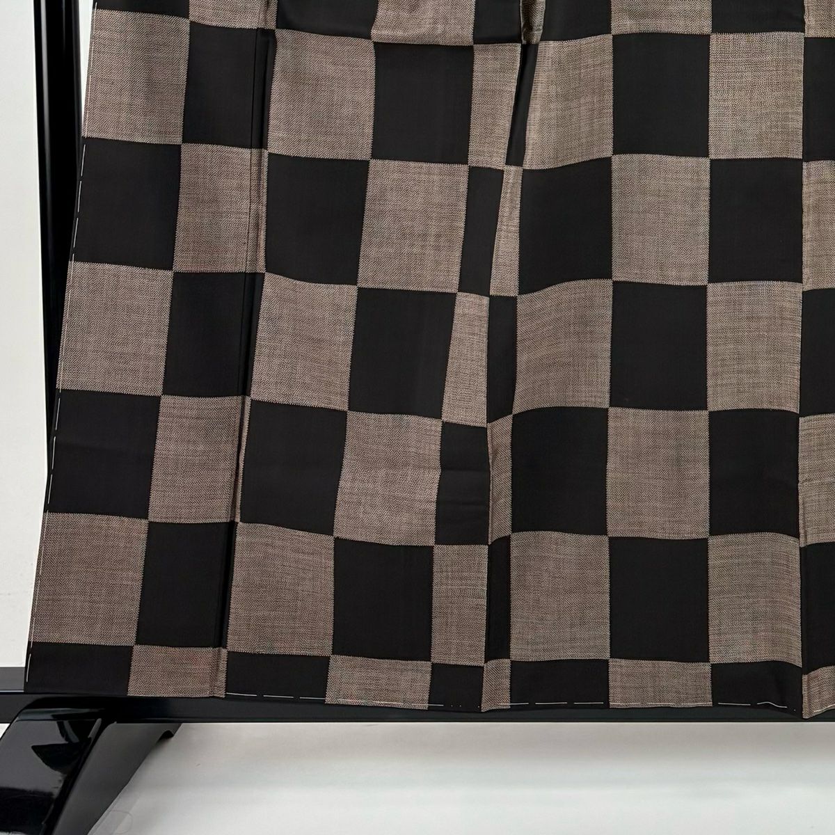 【美品】 紬織 身長160cm 袖長63cm S 雙層 市松樹 焦茶 純蠶絲 秀品級