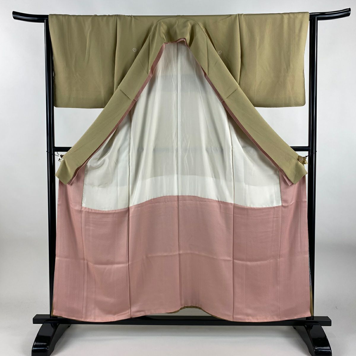 色留袖禮服 身長157cm 袖長63.5cm S 雙層 松樹本健一 落款あり 松樹梅花染分 ぼかし 薄茶 純蠶絲 名品級 五つ紋