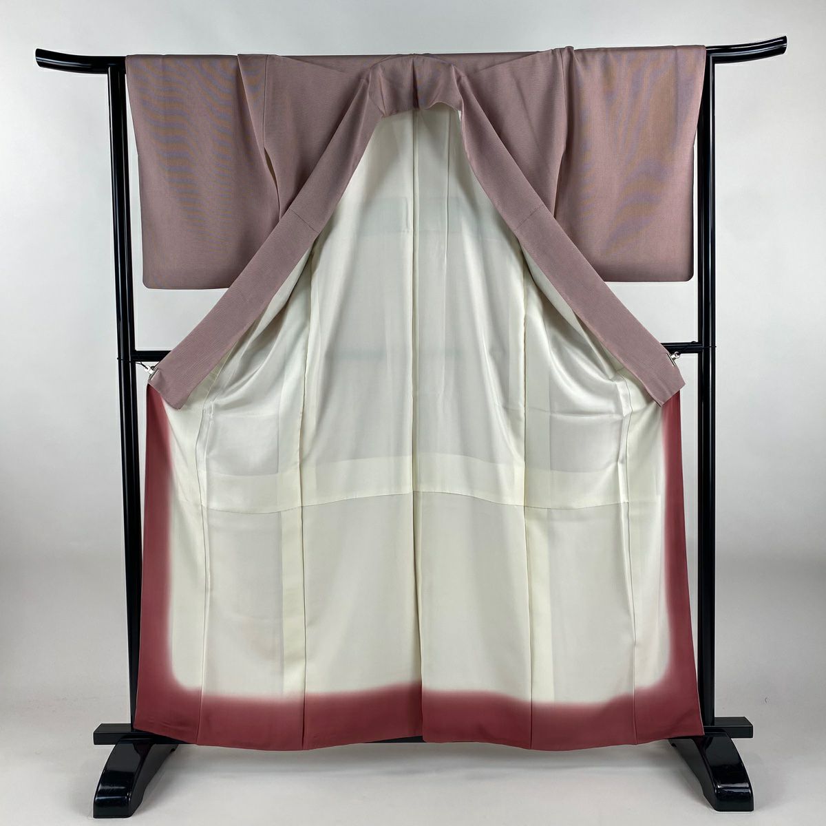 【美品】 江戶小紋 身長161cm 袖長65cm M 雙層 落款あり 萬筋 粉紅 純蠶絲 名品級 一つ紋