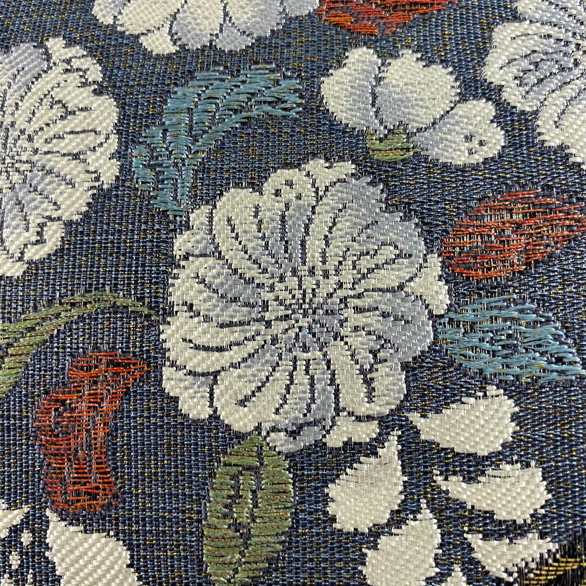 【美品】 袋帶 秀品級 辻花染圖案 花菱 金絲 金金箔 灰紫 六通 純蠶絲