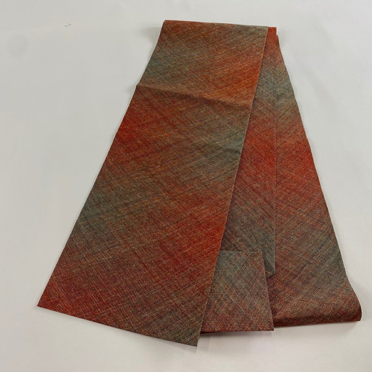 【美品】 名古屋帶 優品級 八寸名古屋帶 松樹葉仕立 雜色 金絲 茜 純蠶絲