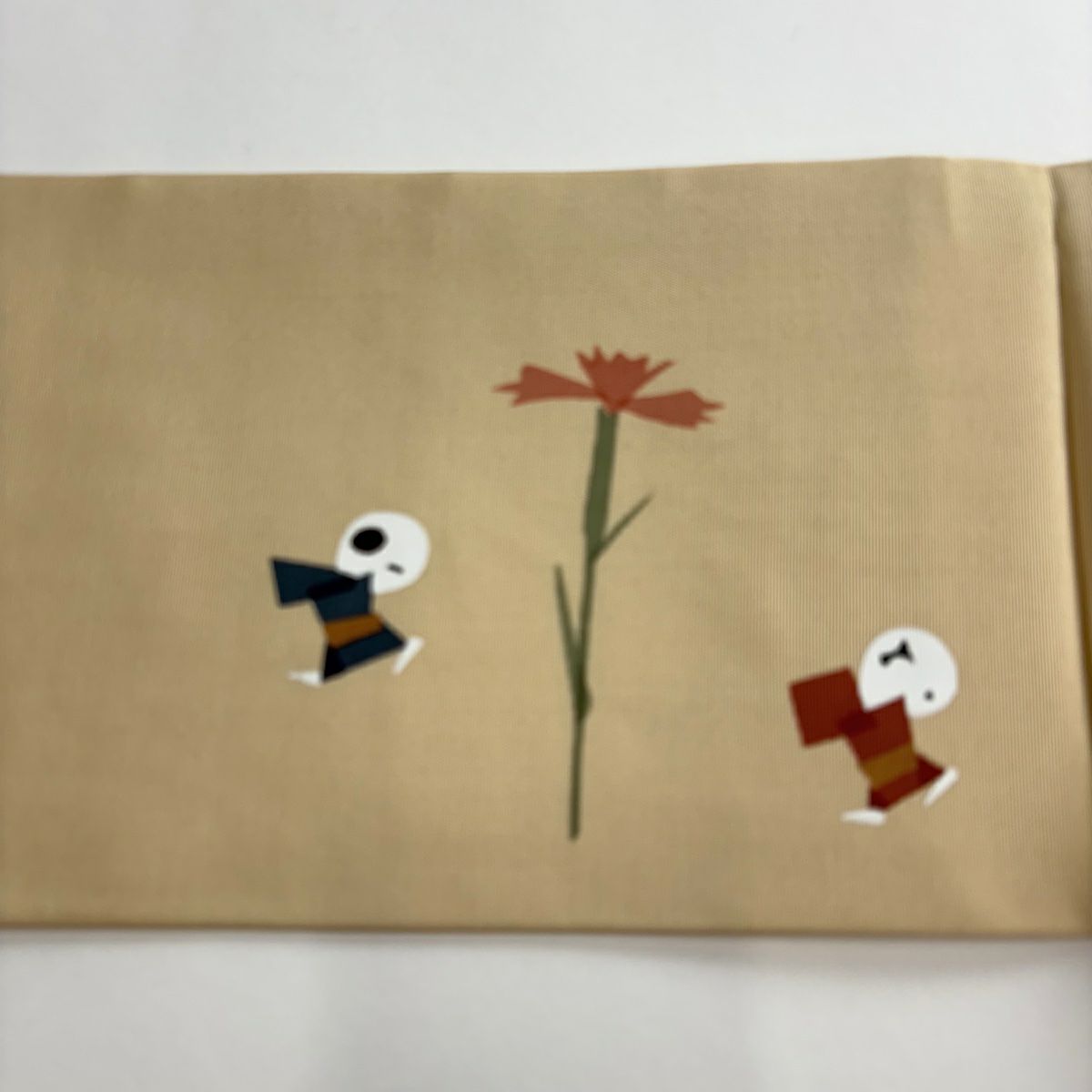 【美品】 名古屋帶 秀品級 草花紋紋 童款 米色 純蠶絲