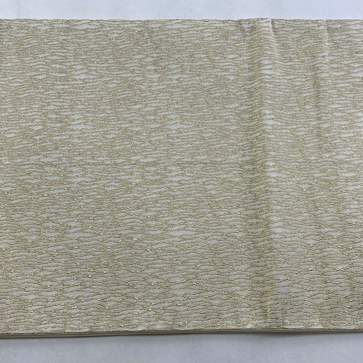 【美品】 袋帶 秀品級 扇子子 櫻花 金絲 金銀彩 米色 大鼓圖案 純蠶絲