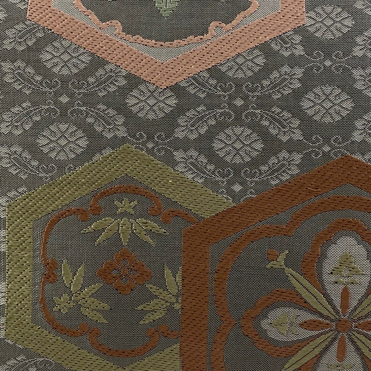 袋帶 秀品級 龜甲花 刺繡 灰 深藍 六通 純蠶絲