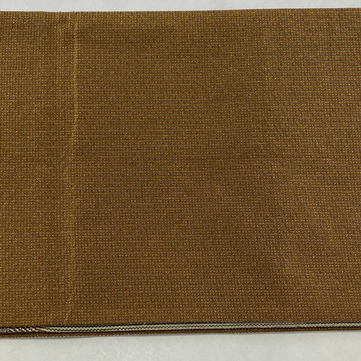 【美品】 袋帶 名品級 縞紋 幾何圖案 金絲 組織 深紅色 大鼓圖案 純蠶絲