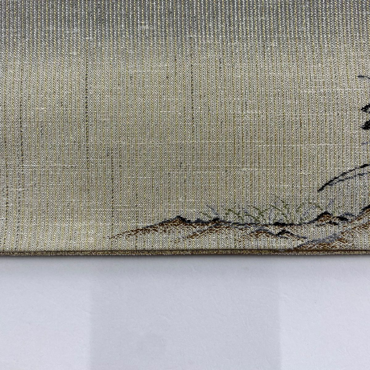 袋帶 逸品級 附落款 單點圖案 一乃倉 鳥獸戲畫 霞 金銀絲 金金箔 米色 六通 純蠶絲