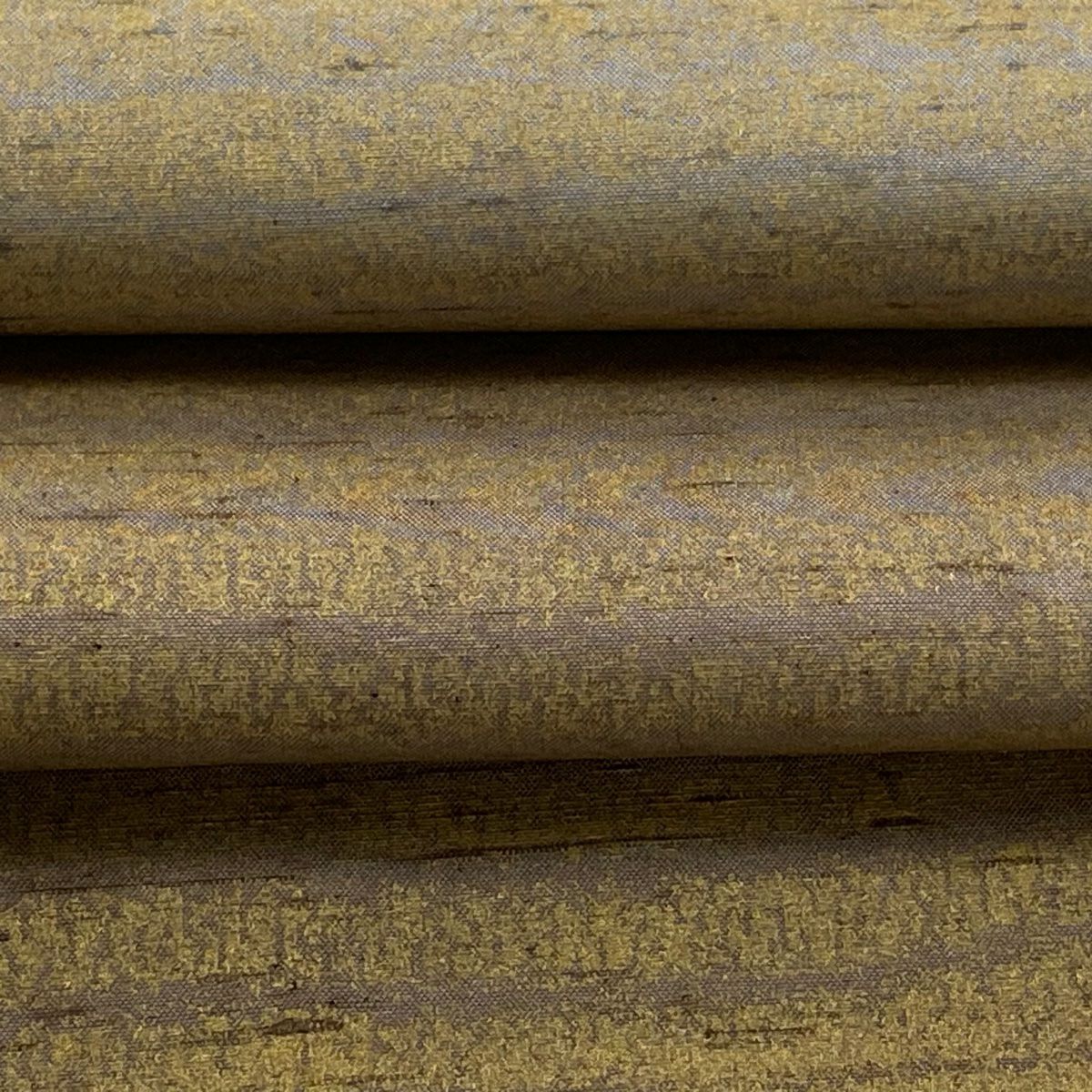 【美品】 袋帶 逸品級 有落款 條紋 霞 金銀彩 米色 全通 純蠶絲