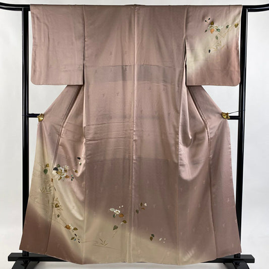付下 身長158.5cm 袖長62.5cm S 雙層 枝花 流水 金銀彩 螺鈿 淺紫 純蠶絲 優品級