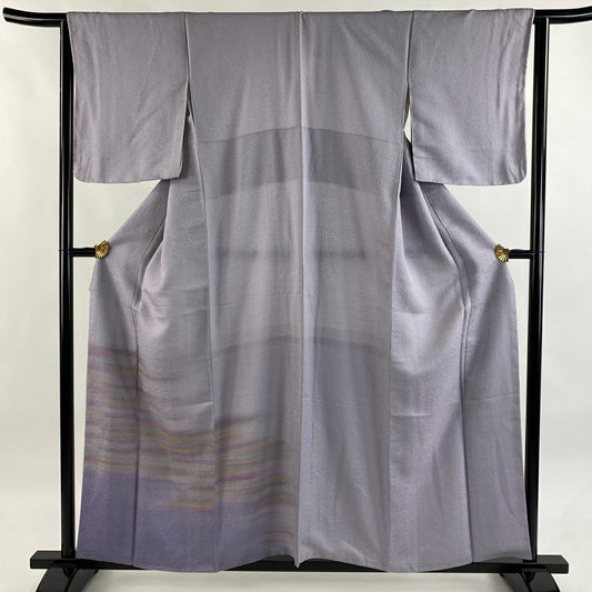 【美品】 付下 身長157cm 袖長63cm S 雙層 霞 漸層 淺紫 純蠶絲 優品級