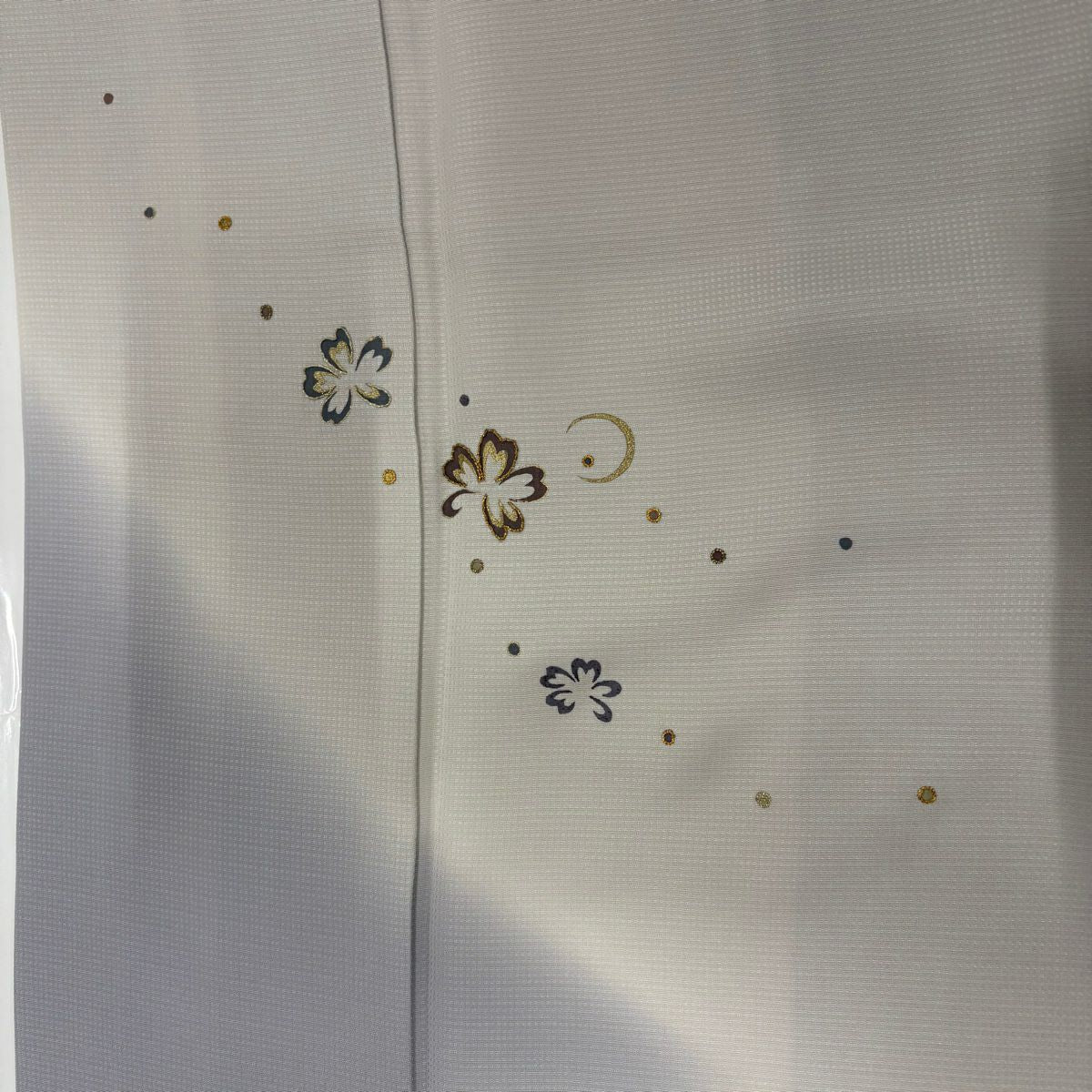 付下 身長151cm 袖長62cm S 雙層櫻花 月 金銀彩 金絲 灰色 純蠶絲 秀品級 一つ紋