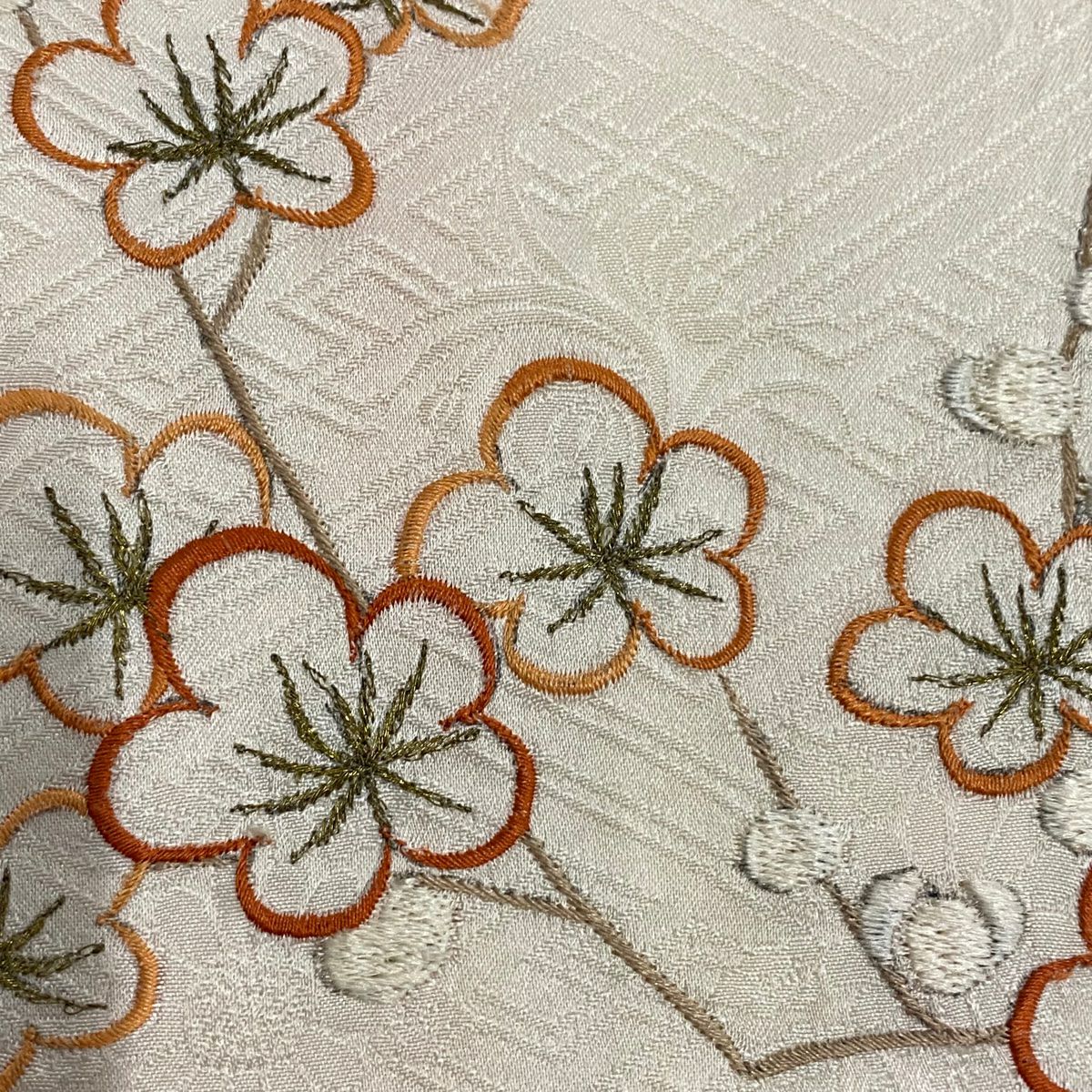 振袖禮服 身長159cm 袖長63.5cm S 雙層 牡丹 梅花 刺繡 絞染 白 純蠶絲 秀品級