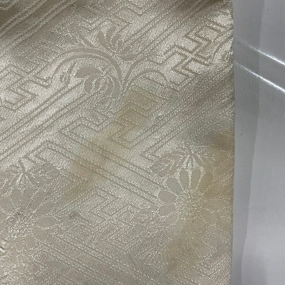振袖禮服 身長159cm 袖長63.5cm S 雙層 牡丹 梅花 刺繡 絞染 白 純蠶絲 秀品級