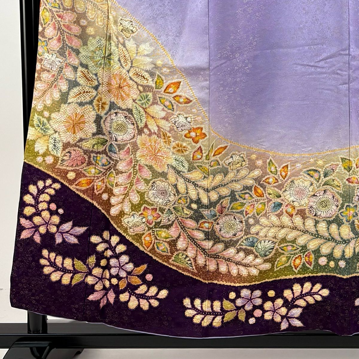 振袖禮服 身長155.5cm 袖長66cm M 雙層 翠山工房 やまと 有落款 辻花染 金通し 金銀彩 淺紫 純蠶絲 逸品級