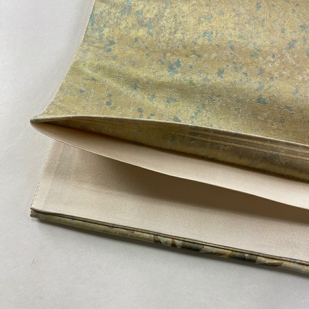袋帶 名品級 附有落款 椿 流水 螺鈿 金銀彩 金色 大鼓圖案 純蠶絲