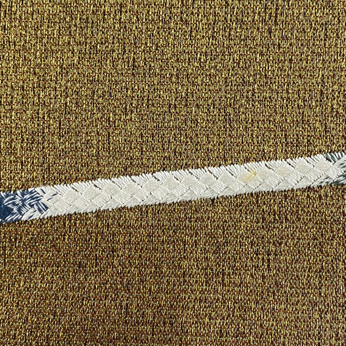 袋帶 秀品級 幾何圖案 金絲 刺繡 金色 大鼓紋 純蠶絲
