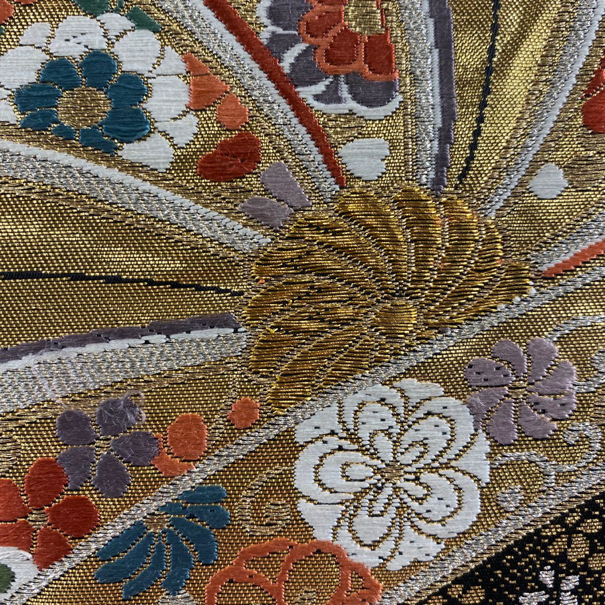 袋帶 秀品級 花 松樹梅花 金金箔 金絲 黑 六通 純蠶絲