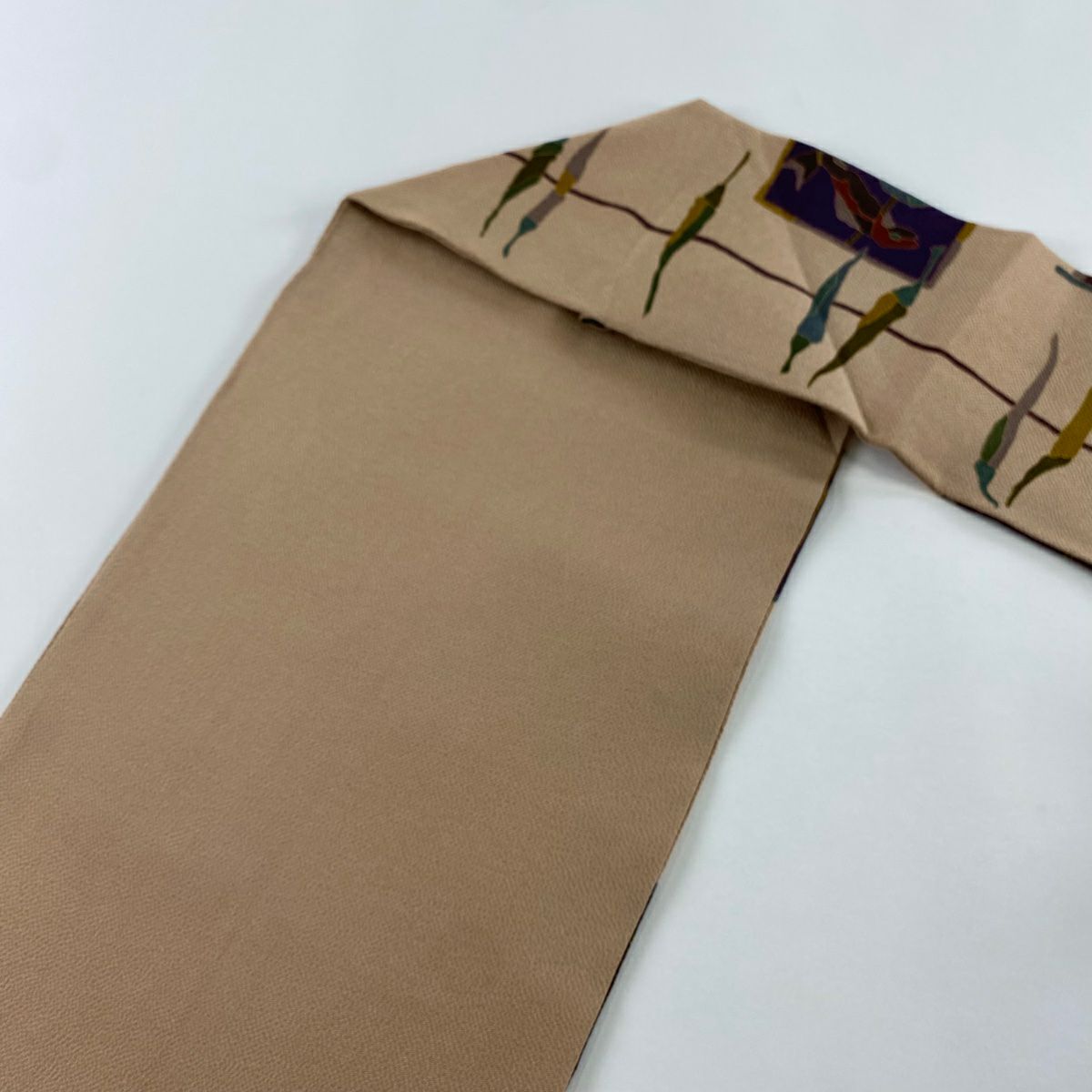 【美品】 名古屋帶 秀品級 生物 魚 絞染 金彩裝飾 淺茶 純蠶絲