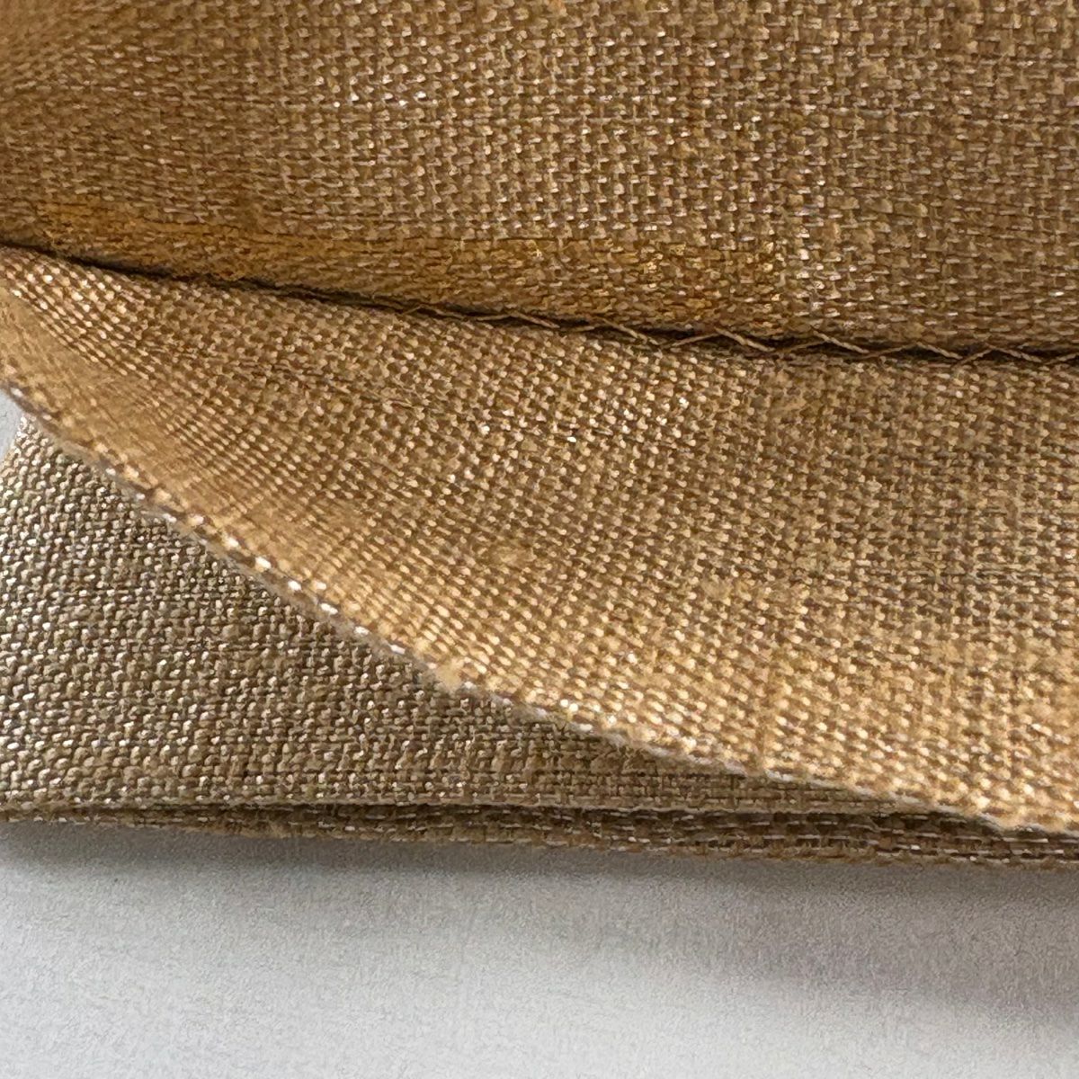 【美品】 袋帶 秀品級 落款あり 紬織織 山並 青海波 金金箔 茶 お太鼓圖案 純蠶絲