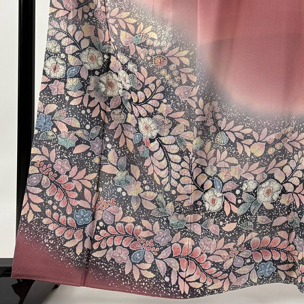 訪問服 身長160.5cm 袖長64.5cm M 雙層 翠山工房 落款あり 辻花染 染分 ぼかし 紅紫 純蠶絲 名品級