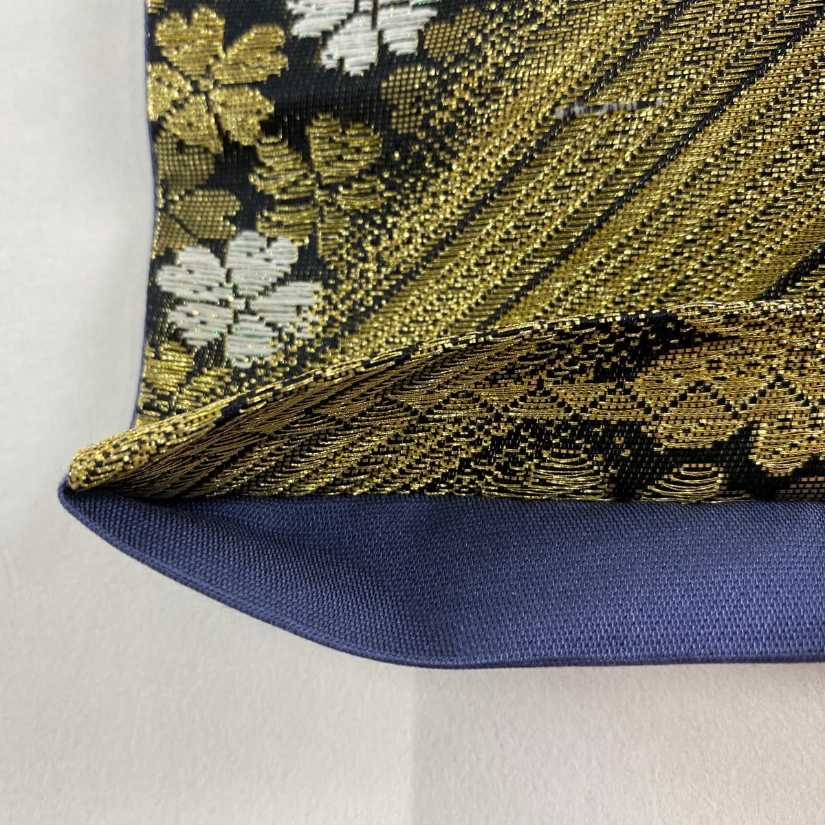 【美品】 袋帶 優品級 櫻花花瓣 金絲 金金箔 黑 六通 純蠶絲