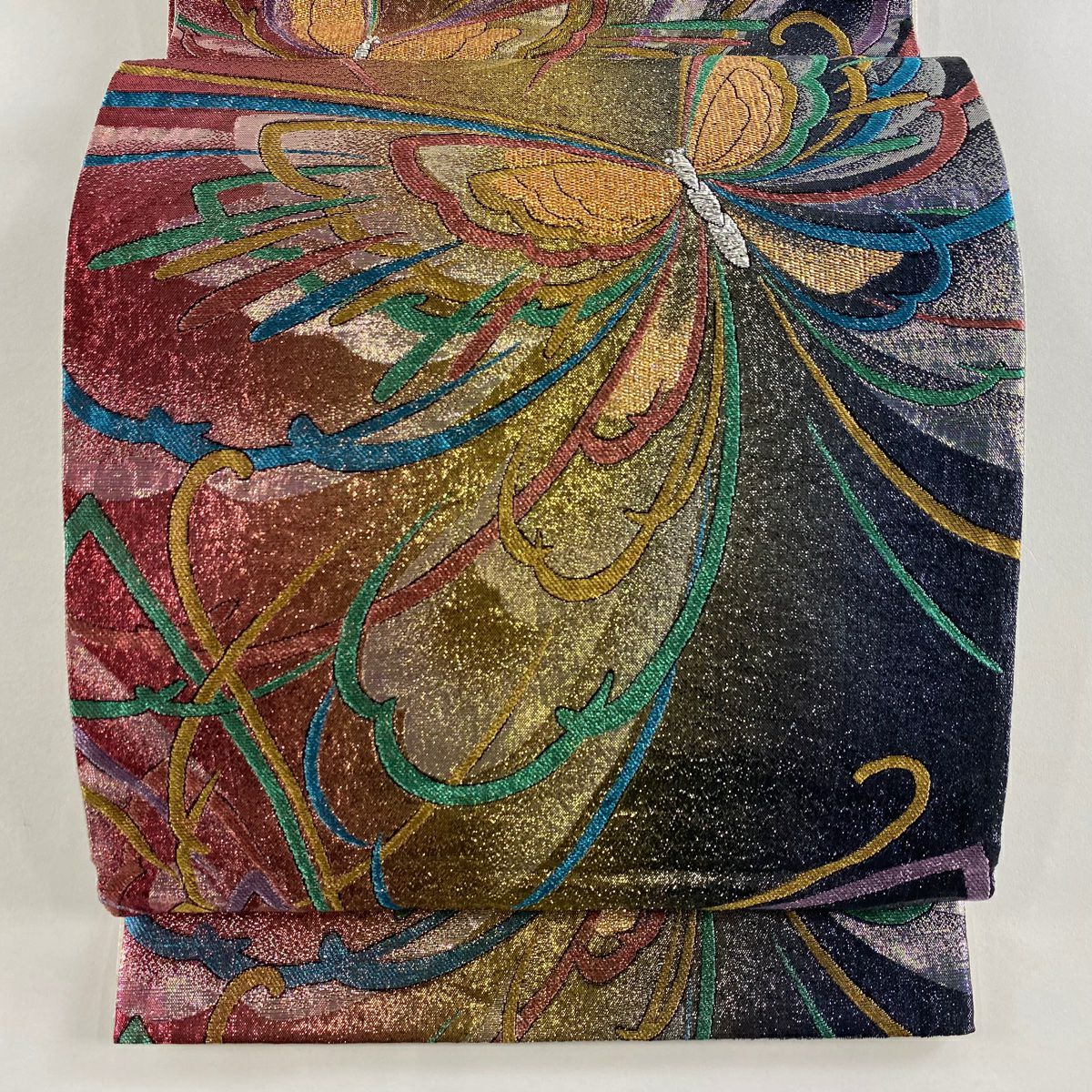 袋帶 秀品級 蝶 金銀彩 金金箔 粉色 六通 純蠶絲