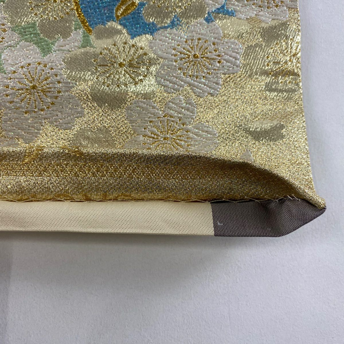 【美品】 袋帶 秀品級 櫻花花瓣 金色 六通 純蠶絲