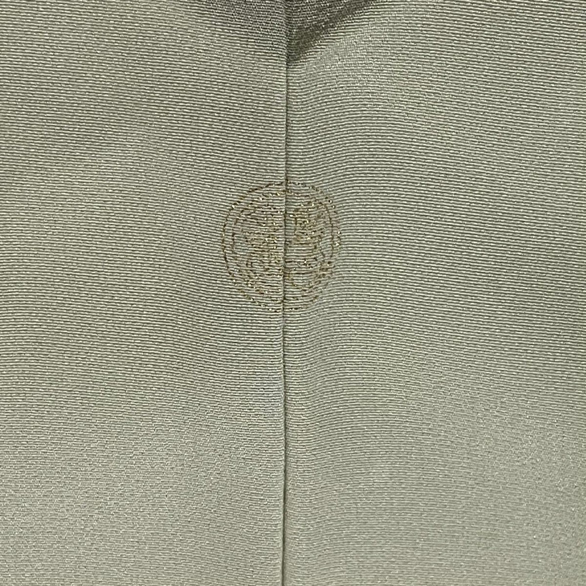 訪問服 身長168.5cm 袖長66cm M 雙層 松樹竹子梅花 菊花 金糸 刺繡 灰綠 純蠶絲 秀品級 一つ紋