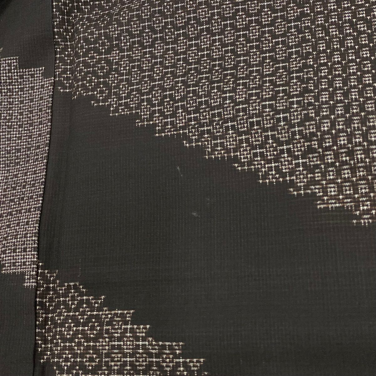 【美品】 紬織 身長163cm 袖長66cm M 雙層 幾何學 焦茶 純蠶絲 秀品級