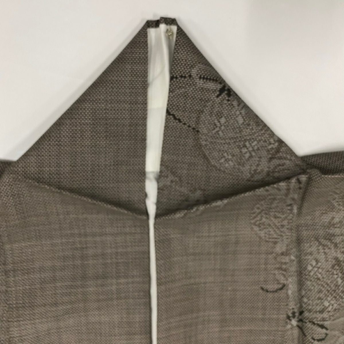 【美品】 紬織織 身長162cm 袖長64.5cm M 雙層 仕立 葉柄 灰茶 純蠶絲 秀品級