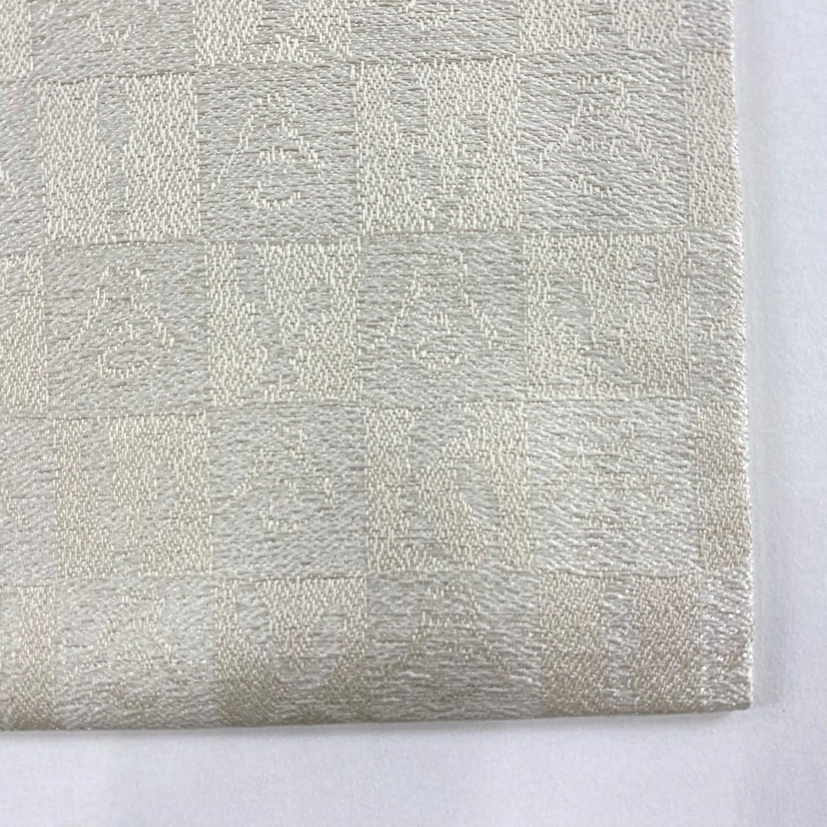 【美品】 名古屋帶 逸品級 鱗紋 縞紋 金絲 金金箔 米色 純蠶絲