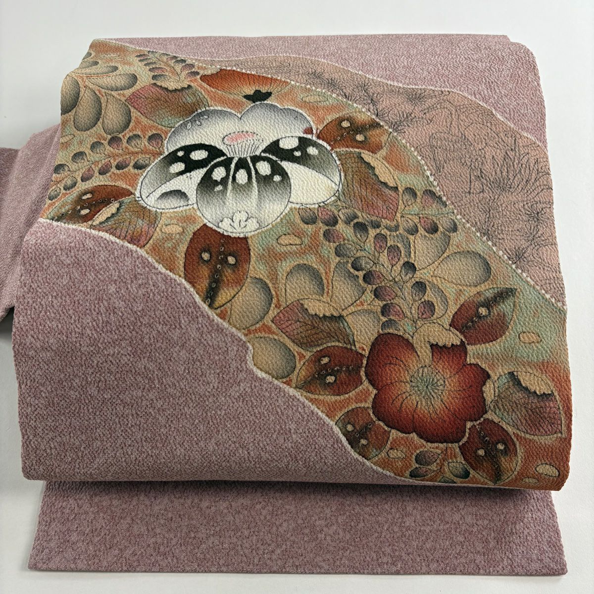 名古屋帶 逸品級 附落款 水野保 辻花染 粉紅 純蠶絲