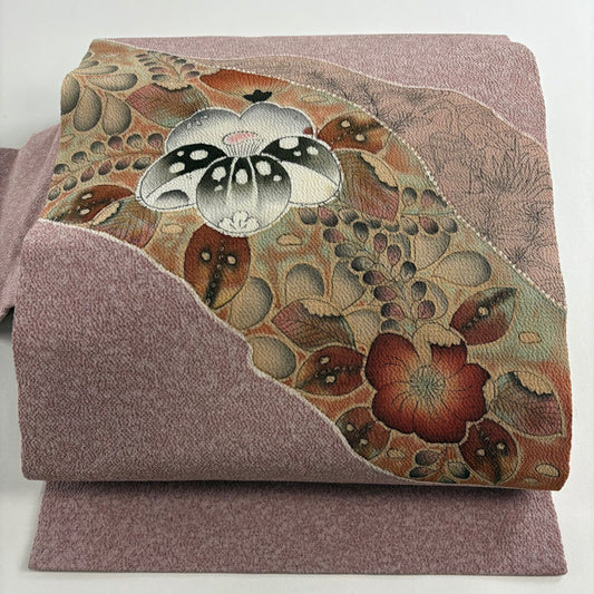 名古屋帶 逸品級 附落款 水野保 辻花染 粉紅 純蠶絲