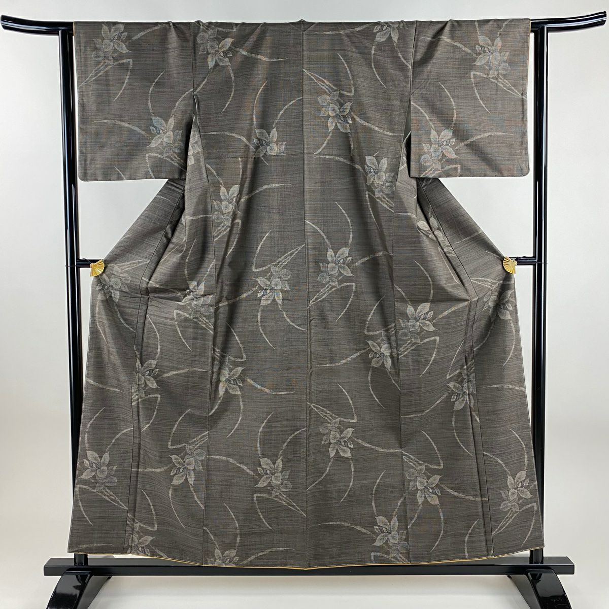 【美品】 紬織 身長157.5cm 袖長63.5cm S 雙層 菖蒲 焦茶 純蠶絲 秀品級