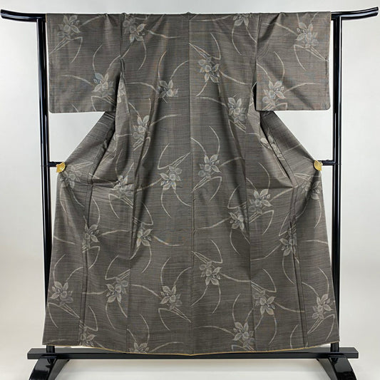【美品】 紬織 身長157.5cm 袖長63.5cm S 雙層 菖蒲 焦茶 純蠶絲 秀品級