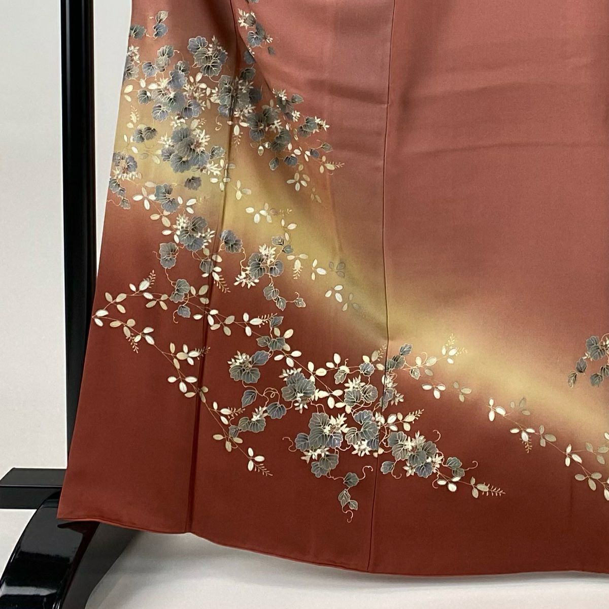 付下 身長165.5cm 袖長65.5cm M 雙層 萩 漸層 螺鈿 粉紅 純蠶絲 優品級