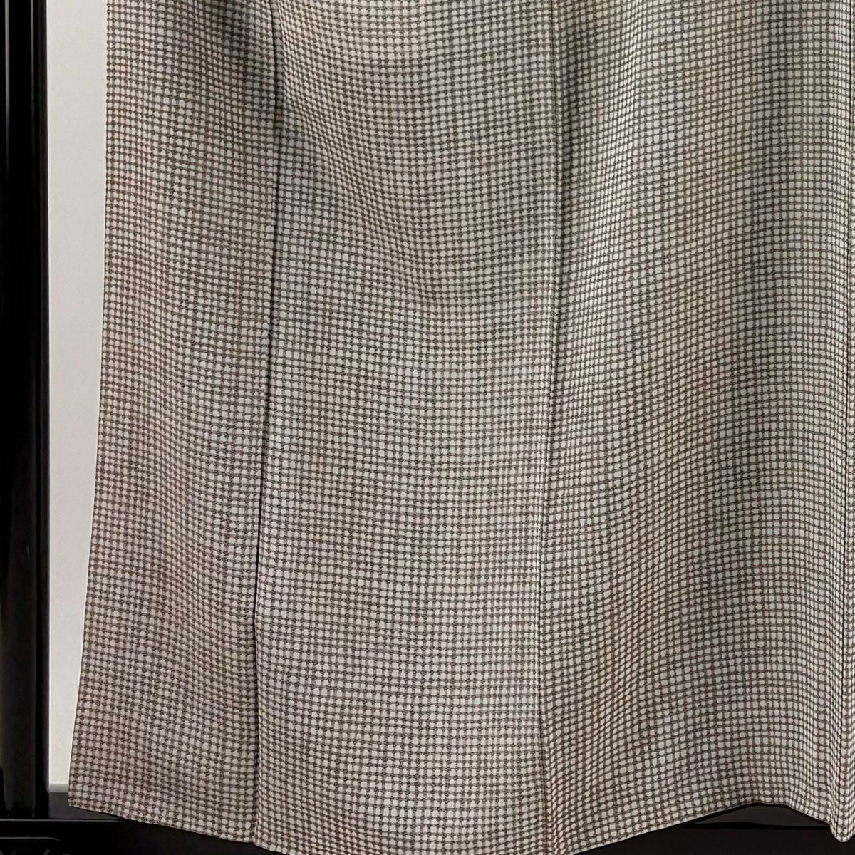 小紋 身長157cm 袖長62cm S 雙層 格子 灰茶 純蠶絲 秀品級
