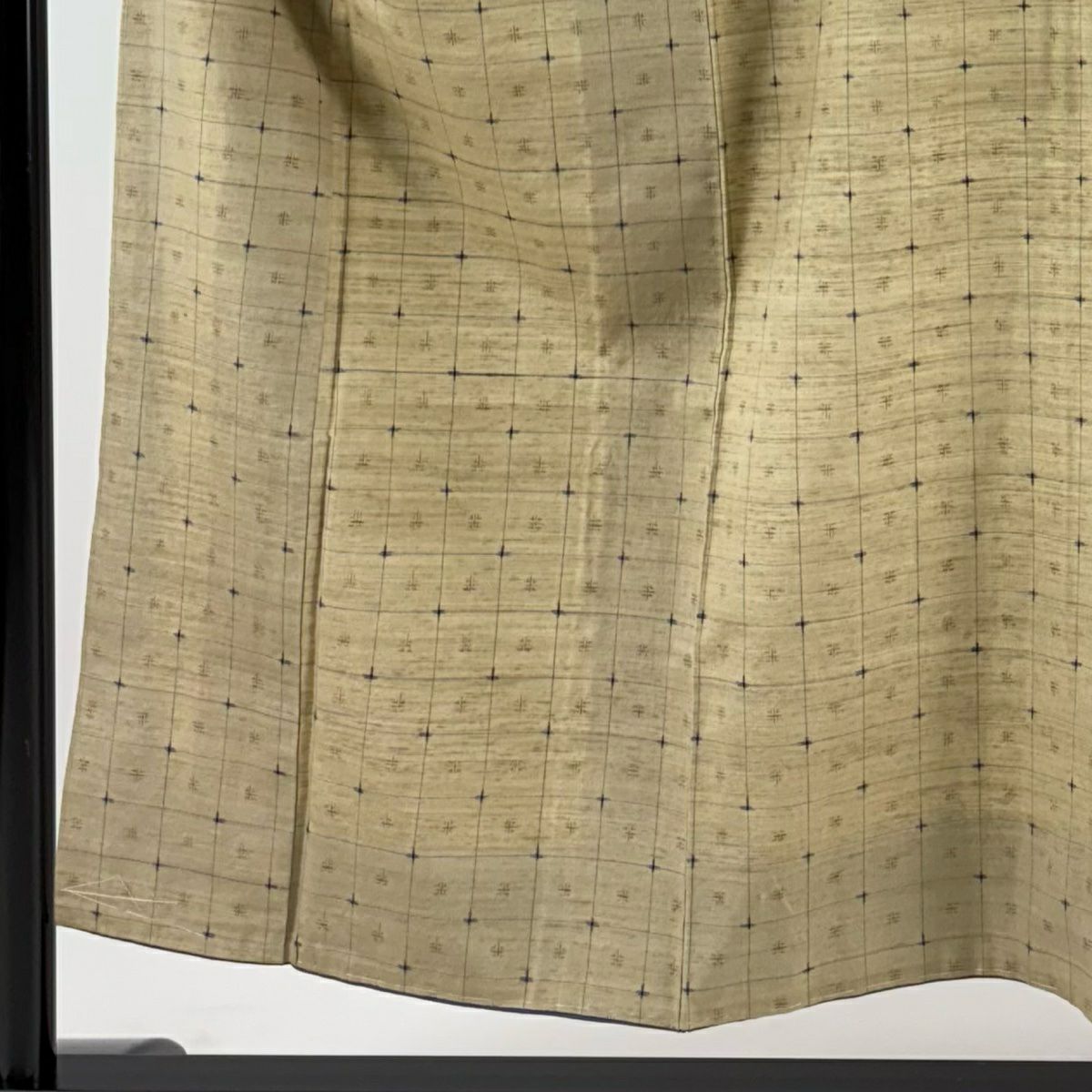 【美品】 紬織 身長152.5cm 袖長63.5cm S 雙層 格子 幾何學 米色 純蠶絲 優品級