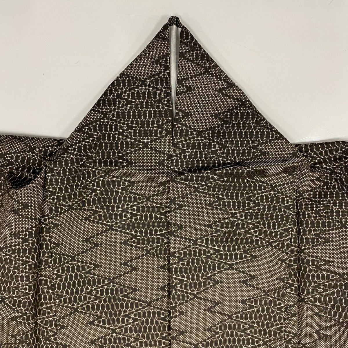 【美品】 紬織織 身長159.5cm 袖長65cm M 雙層 松樹皮菱 焦茶 純蠶絲 秀品級