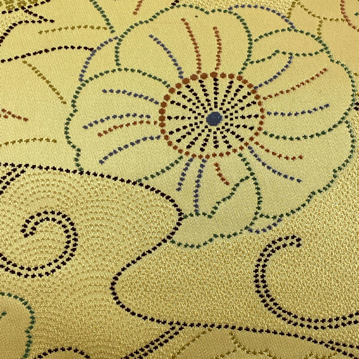 袋帶 名品級 辻花染 霞 刺繡 米色 六通 純蠶絲