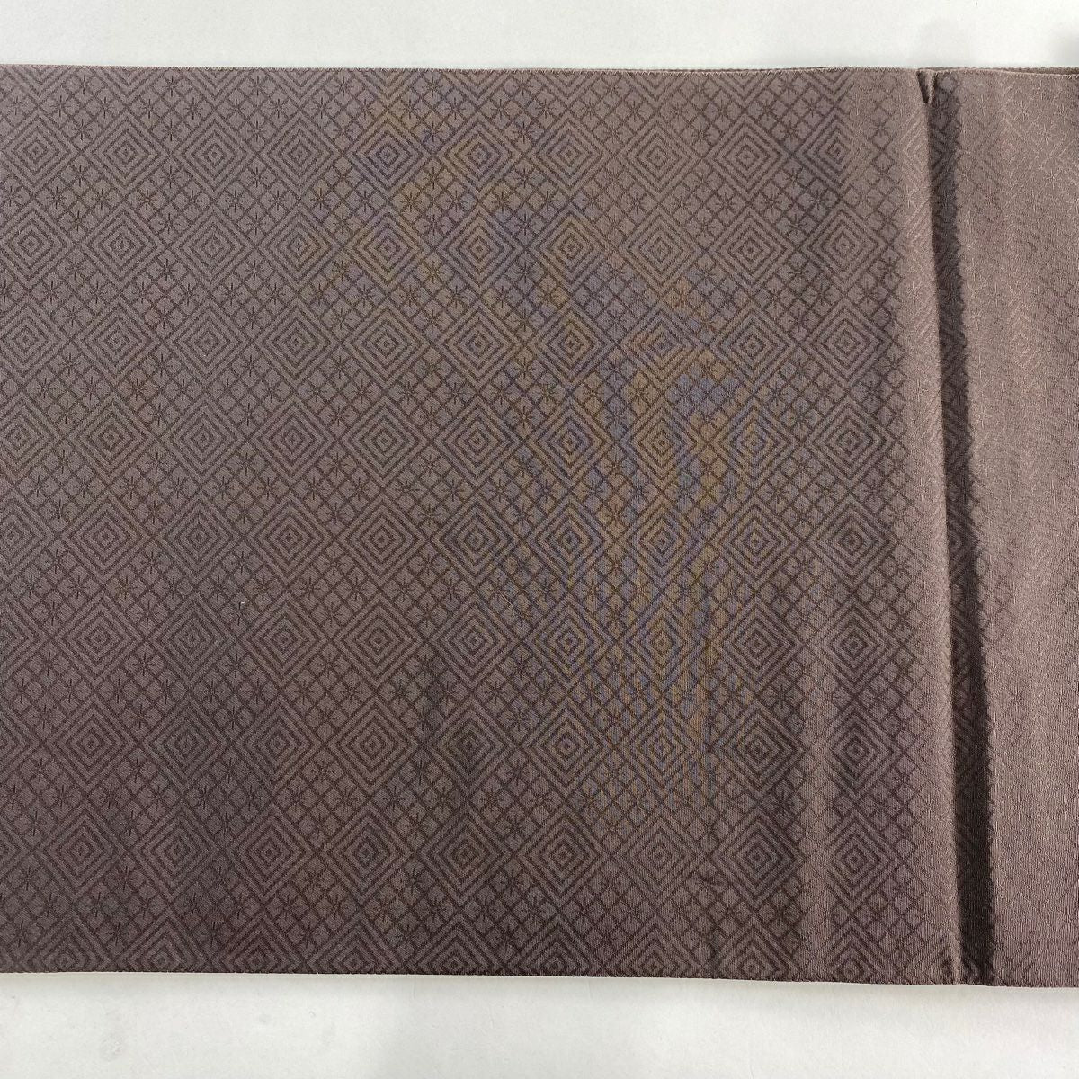【美品】 袋帶 名品級 華紋 市松樹 金銀線 金金箔 灰色 六通 純蠶絲