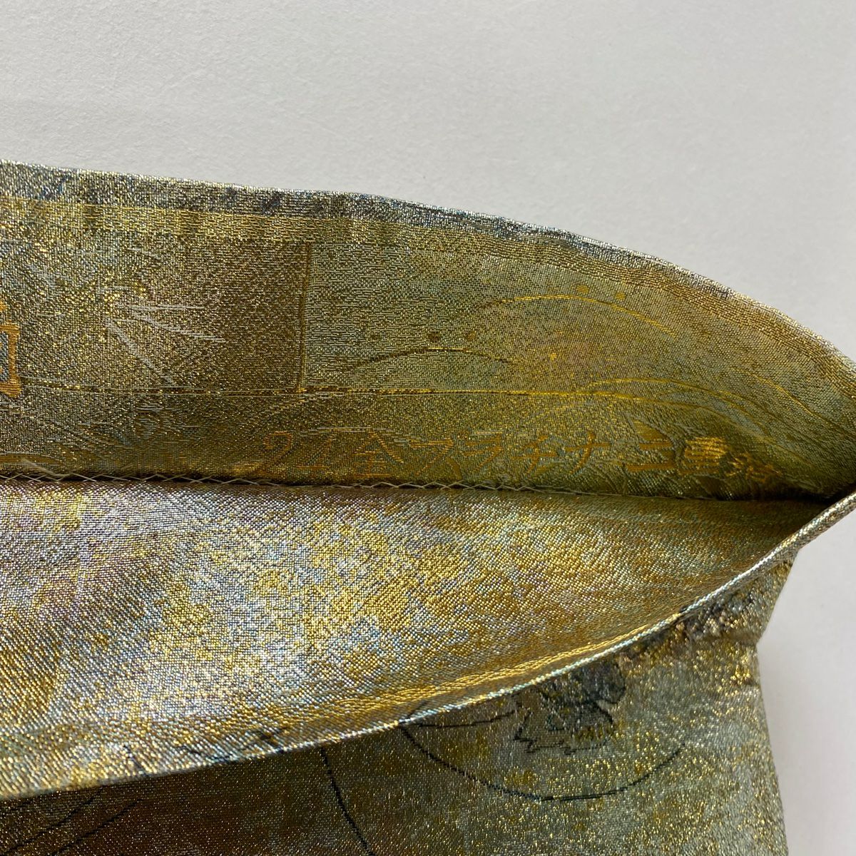 【美品】 袋帶 名品級 人物 紫陽花 金糸 金金箔 淺綠 お太鼓圖案 純蠶絲