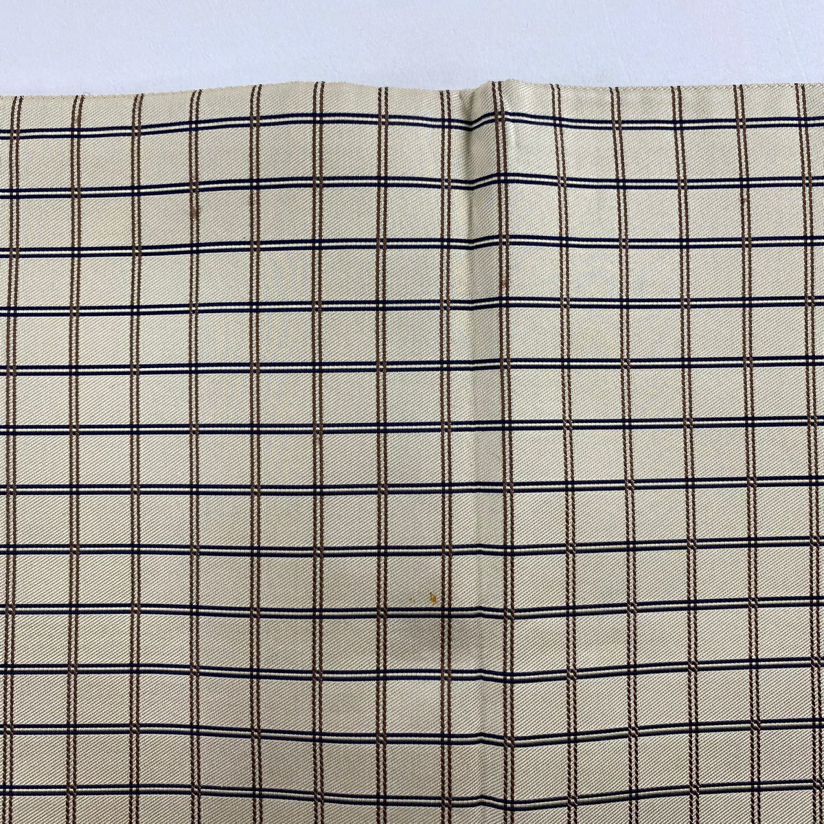 【美品】 袋帶 名品級 格子 米色 全通 純蠶絲