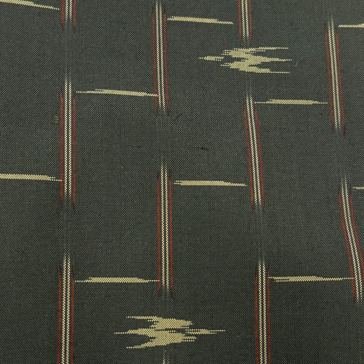 【美品】 紬織 身長160.5cm 袖長63cm S 雙層 燕 幾何學圖案 深綠 純蠶絲 名品級