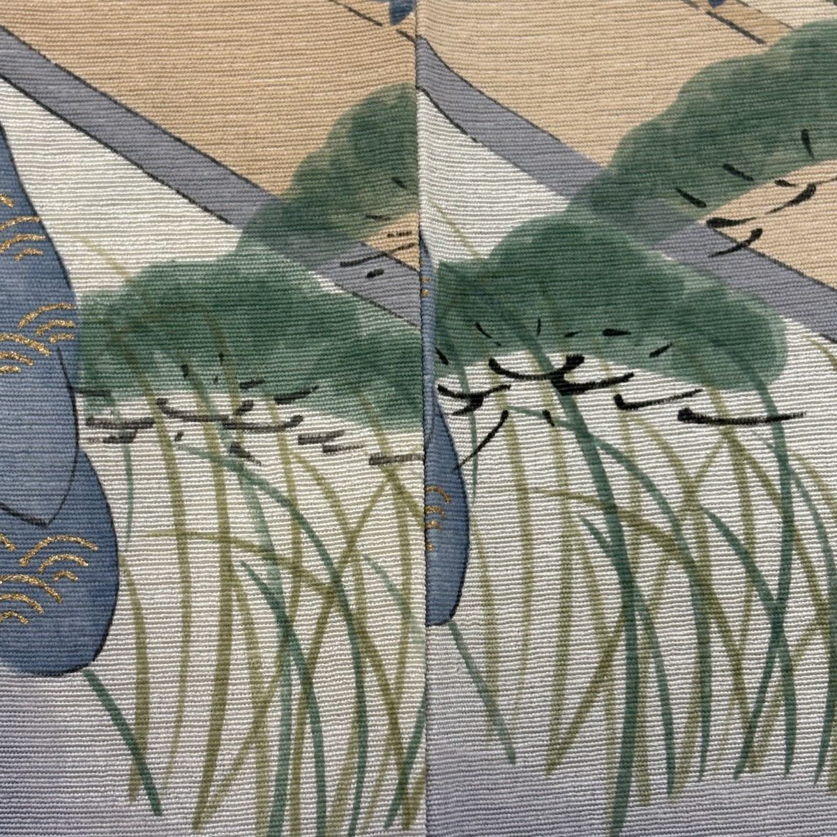 振袖禮服 身長161.5cm 袖長68cm L 雙層 樽本伊勢蔵 やまと 有落款 御所風景 金銀彩 漸層 青紫 純蠶絲 名品級