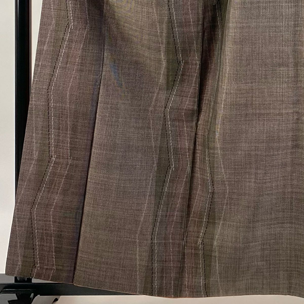 【美品】 大島織 身長161cm 袖長63cm S 雙層 純泥染 證書附帶 幾何學 焦茶 純蠶絲 名品級