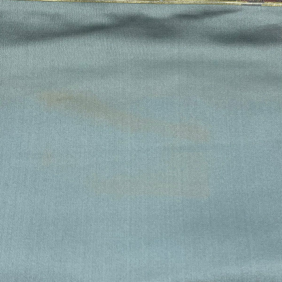 袋帶 秀品級 市松樹 牡丹 螺鈿金金箔 金金箔 灰綠 お太鼓圖案 純蠶絲