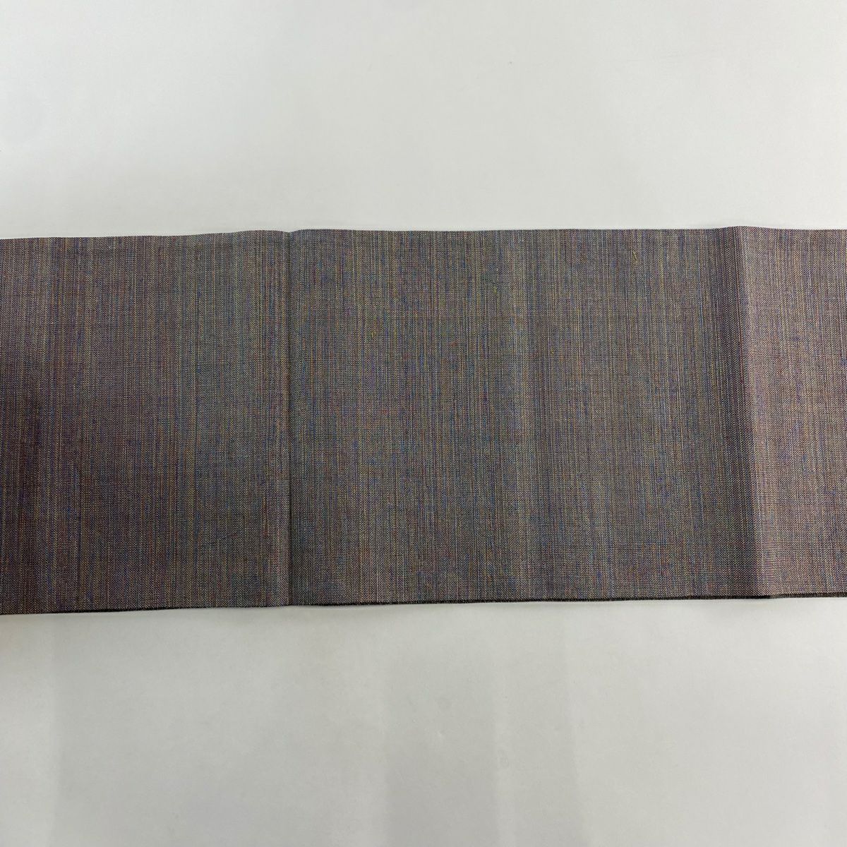 【美品】 袋帶 秀品級 亂條紋 金銀線 灰紫色 大鼓圖案 純蠶絲